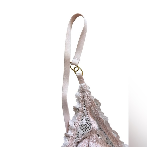 Aerie Free-To-Be Lace Padded Plunge Bralette Blush Pink Medium - Picture 6 of 12